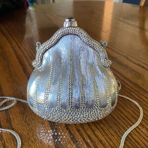 Judith Leiber Chatelaine Minaudiere Swarovski Crystals Metal Clutch